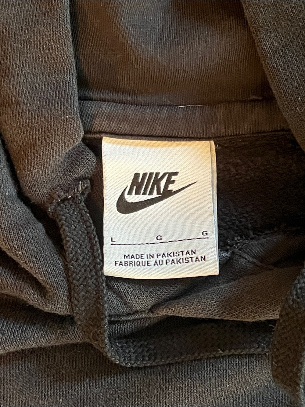 Nike Black Pullover Hoodie with White Swoosh men’s size L - Picture 2 of 4
